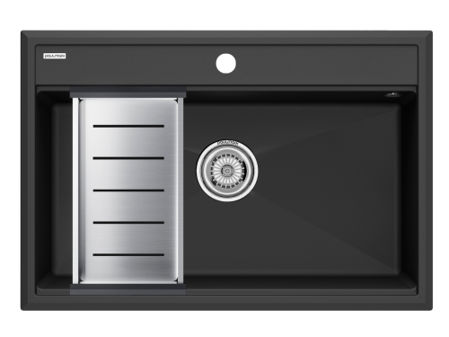 Кухонная мойка + коландер Paulmark PM117551-AN+A375-BS 75х50 цвет черный